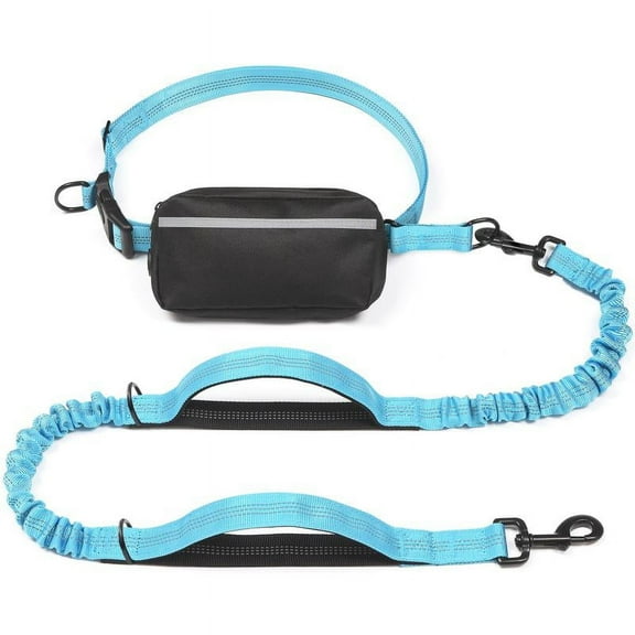 Hands Free Dog Leash with Zipper Pouch, Dual Padded Handles and Durable Bungee for Walking, Jogging and Running Your Dog