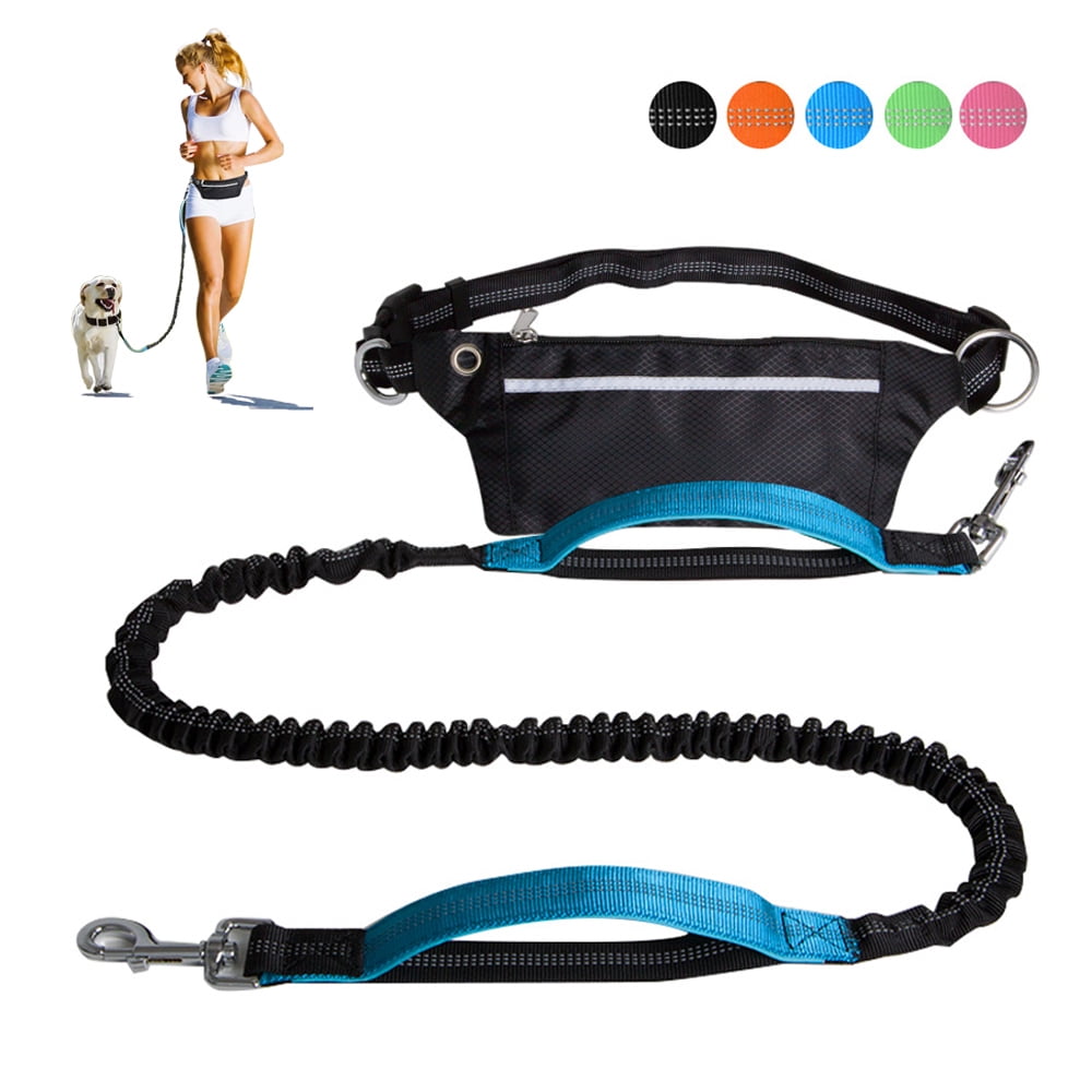 Hands Free Dog Leashes with Waist Belt Pouch for Small Medium Large