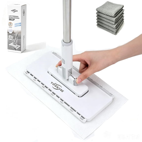 Hands-Free Flat Mop One Click, Hands Free Multi Purpose Flat Mop, Various Handle Lengths, Suitable for Floors, Glass, Walls