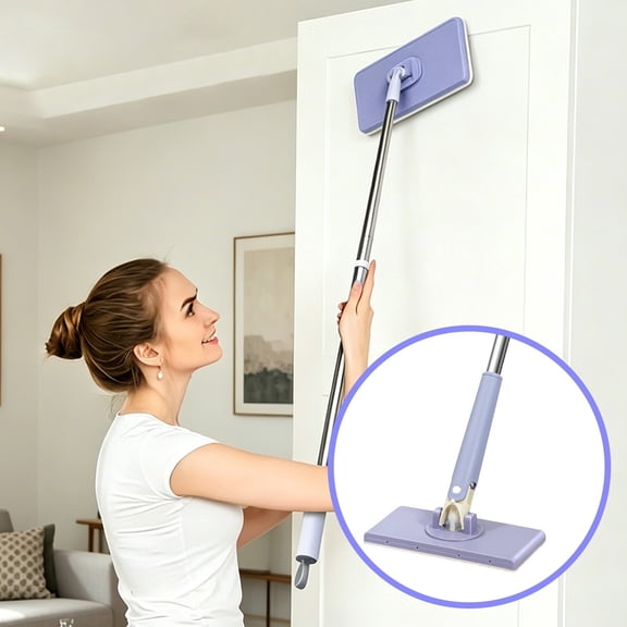 Hands-Free Flat Mop with Snap Grip Head, Lightweight Multi-Purpose Cleaning Mop with Adjustable Telescopic Handle for Walls Floors Corners Tiles Glass Home Kitchen Cleaning Tool 36 Inch