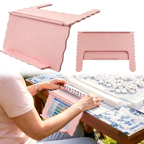 Hands-Free Game Tile Holder Stand, 4-Color Ergonomic Plastic Rack for Card Games, Board Games, Mahjong & Dominoes, Non-Slip Tabletop Organizer for Family Game Night, Travel & Party, Pink, By Harlik