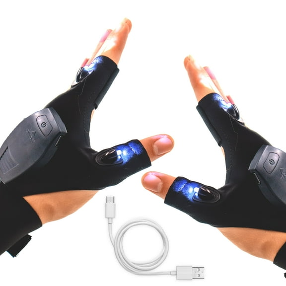 Hands-Free LED Finger Light Gloves USB Rechargeable Weatherproof Design for Precise Lighting in Tight Spaces, Mechanics and Fishing with Breathable Fabric