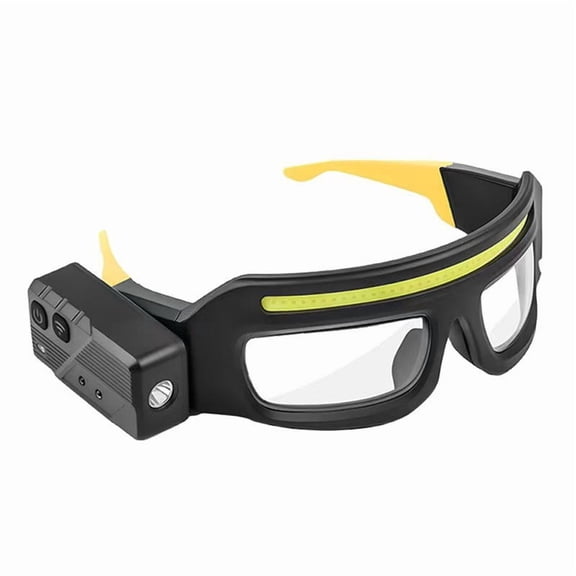 Hands-Free LED Headlamp Glasses with Gesture Sensor, USB Rechargeable Lightweight Safety Goggles, 5 Lighting Modes 90 Rotatable Spotlight for Night Running, Car Repair, Camping & DIY Work (0.099kg)