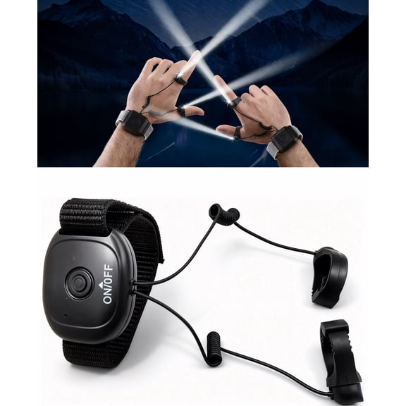 Hands-Free LED Wrist Flashlight - Rechargeable High-Lumen Tactical Wrist Light - Waterproof Directional Lighting for Night Fishing, Auto Repair, Running & Camping - Adjustable Strap for All Sizes