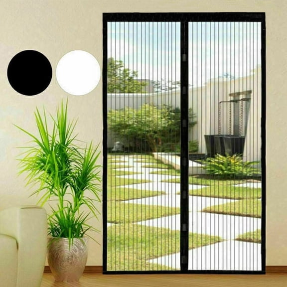 Magnetic Screen Door, Screen Size 39" x 82" Strong Magnet Door Mesh with Reinforced Hook & Loop for Patio Door, Sliding Door, Black