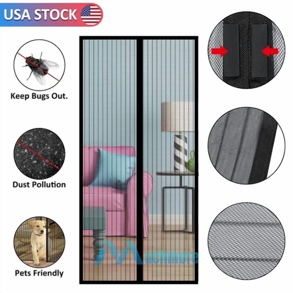 Hands-Free Magnetic Screen Mesh Door Net Block Mosquito Fly Bugs Insect Curtain