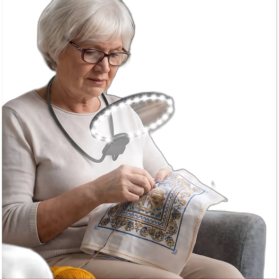 Hands-Free Magnifying Glass with Light Neck Wear Magnifier for Reading, Sewing, Crafts, and Close Work, Ideal Low Vision Aid for Seniors with Aging Eyes