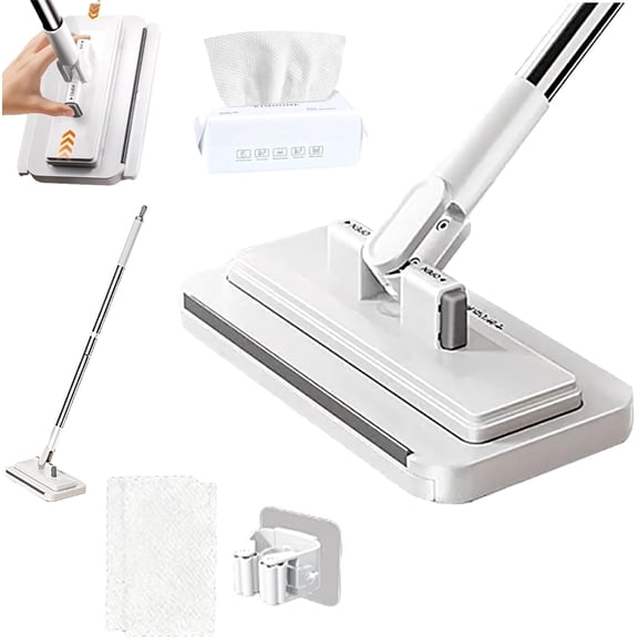 Hands Free Multi Purpose Flat Mop, Hands Free Flat Mops One Click, Snap Grip Mini Mops, Lightweight with 360° Swivel Head for Floors, Under Furniture, Kitchens & Bathrooms