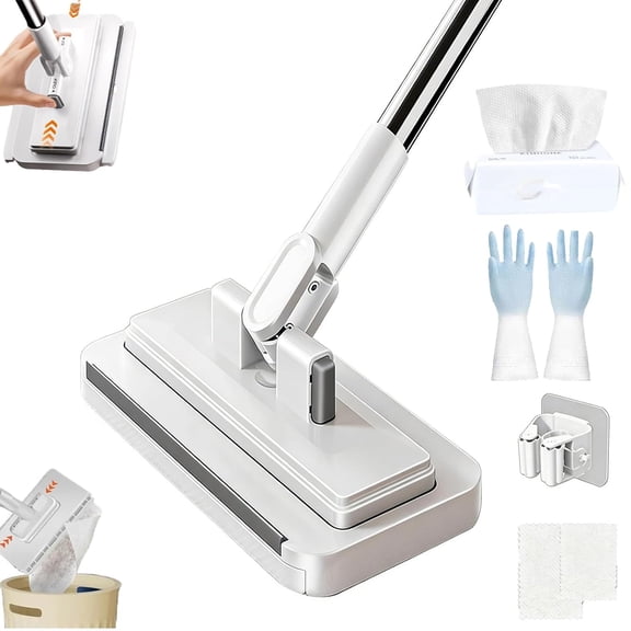 Hands-Free Multi-Purpose Flat Mop Lazy Cleaning & Face Towel, 43.31in Convenient Cloth Changing Mini Mop, 360Swivel Mini Disposable Dust Mop for Floor Wall Bathroom Kitchen(43.31in)