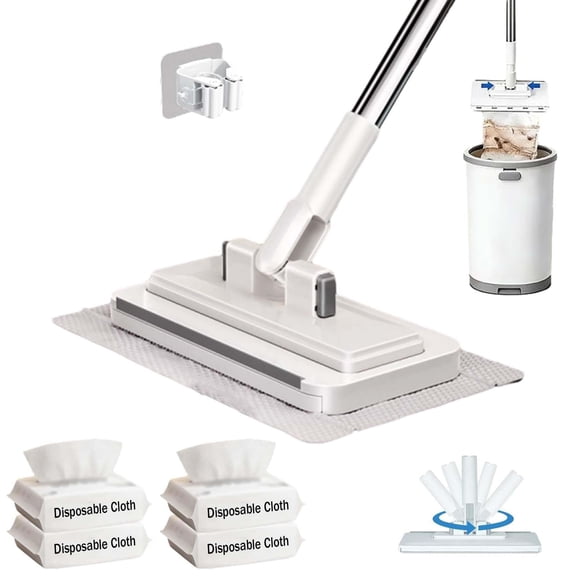 Hands-Free Multi-Purpose Flat Mop – Lazy Cleaning & Face Towel, One-Button Cloth Grip, 360 Rotating Fiber Lock Mini Mop for Wall Floor Bathroom Kitchen Cleaning