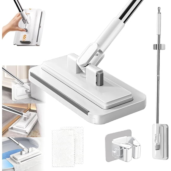 Hands-Free Multi-Purpose Flat Mop - Multi Purpose Microfiber Mop for Hard Floors, Lightweight Self Wringing System for Kitchen, Bathroom and Home Cleaning (110cm Set)