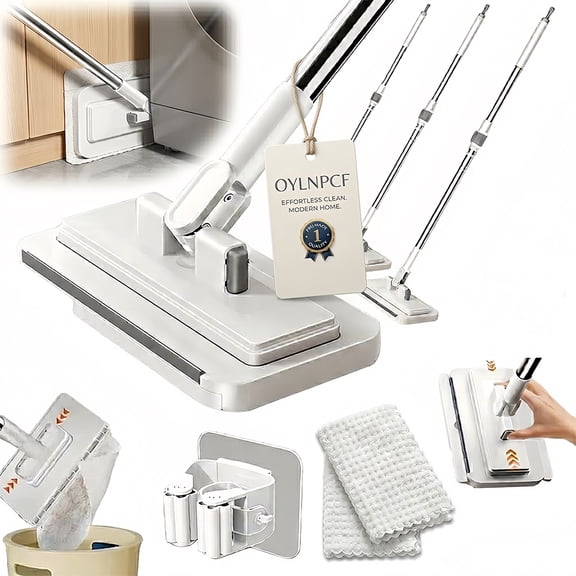 Hands Free Multi Purpose Flat Mop One Click Mini Snap Grip Easy Tap Disposable Multifunctional Lazy Clamp Dust Wall Bathroom Mop System Using Any Cloth Attachment Changing For Floor
