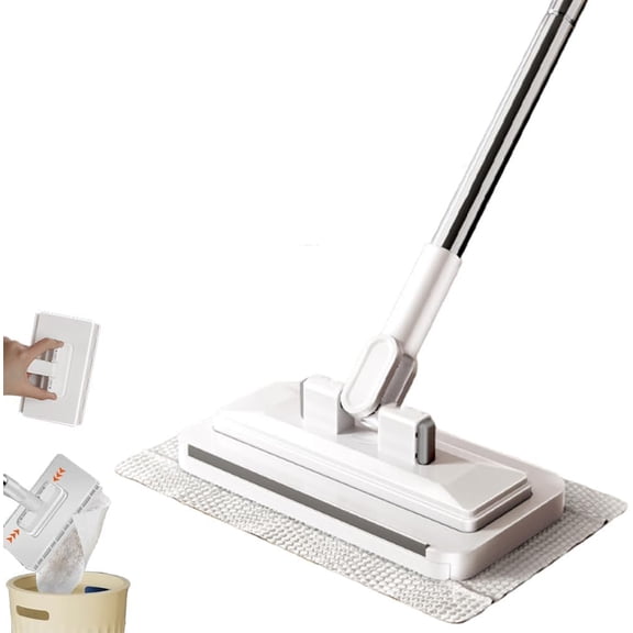 Hands Free Multipurpose Flat Mop, Multi Purpose Flat Mops with Clamp Head, Adjustable Long Handle Clip Mops for Floor Wall Bathroom Corners Wet Dry Cleaning (95CM)