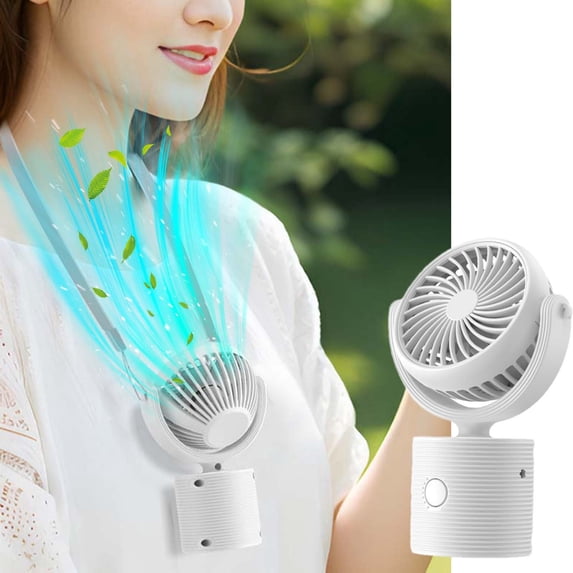 Hands-Free Neck Hanging Fan, USB Rechargeable Wearable Fan, 180掳 Rotation Portable Personal Fan for Office Travel Sports