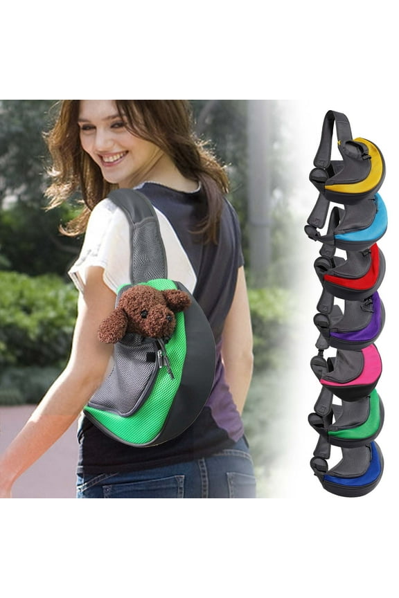 Hands-Free Pet Sling Carrier - Safe Comfortable Crossbody Bag Sling Bag for Small Dogs and Cats Up to 6 Pounds - Adjustable Straps, Breathable Mesh