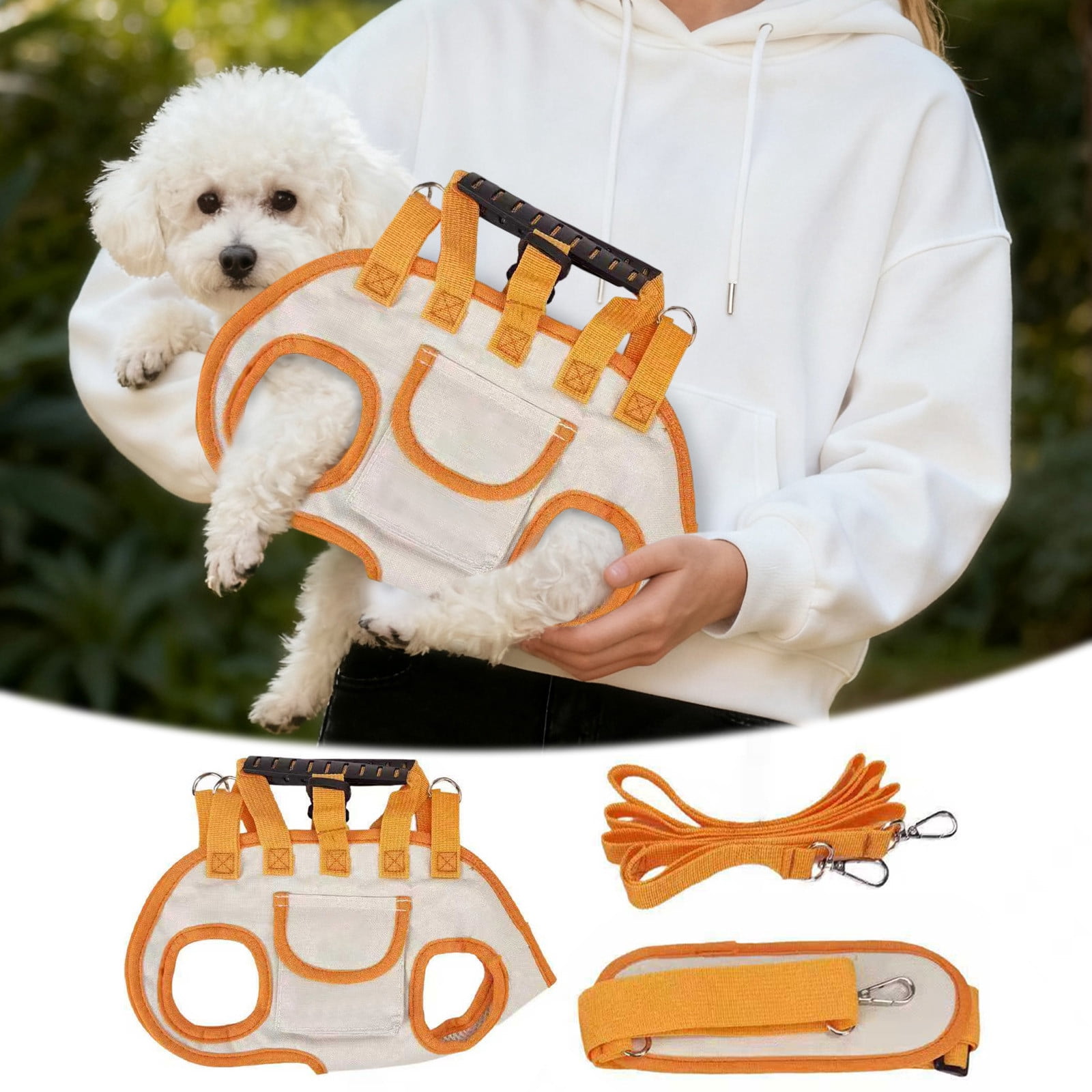 Hands Free Pet Sling for Small Dogs Cats Yorkie Front Shoulder Harness with Foldable Sling and Carry Handle for Outdoor Adventures
