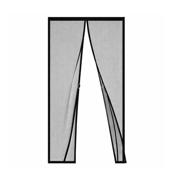 Hands-Free Screen Door Solid Black 47x86in Auto Close Mesh Panel