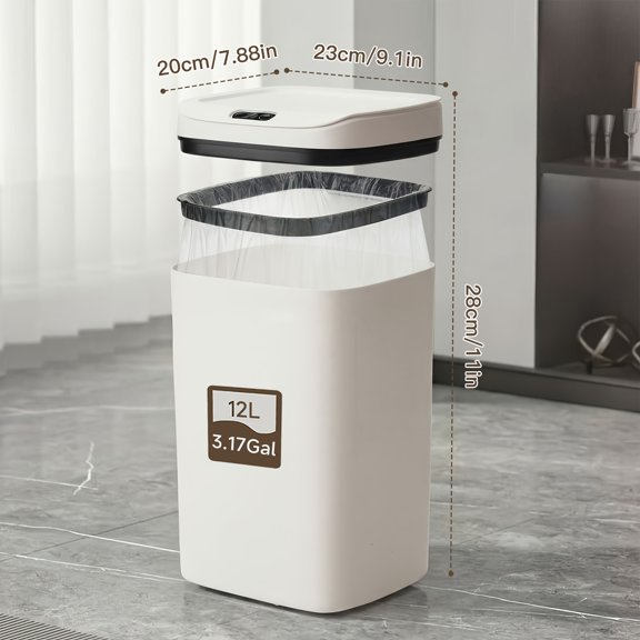 Hands-Free Smart Trash Can with Motion Sensor, Sealing Lid & Odor-Blocking Technology, Touchless Operation for Kitchen/Office/Bathroom, Free Trash Bag Fixing Ring, Easy Clean, Durable Design