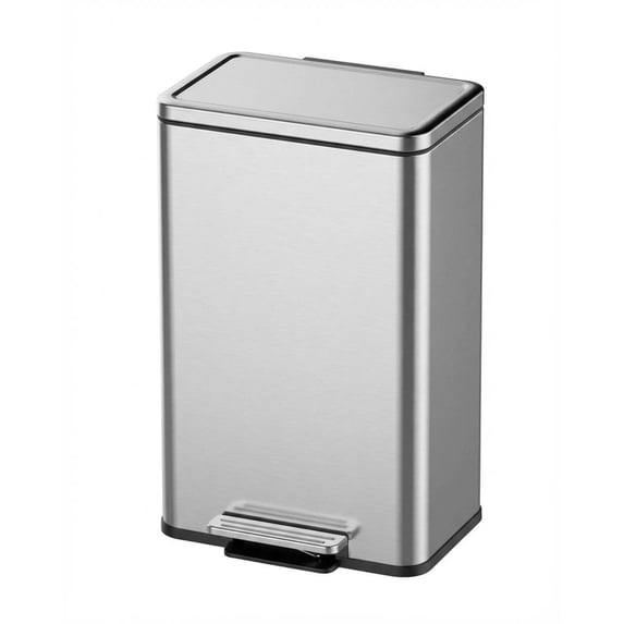 Hands-Free Soft-Close Lid Trash Can – 13 Gallon Stainless Steel Indoor Step Bin – Removable Inner Bucket, Fingerprint Resistant, Modern Rectangular Waste Container for Kitchen, Home