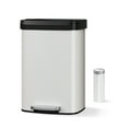 thumbnail image 1 of Hands-Free Step-On Kitchen Trash Can, 13 Gallon/50L – Rustproof White Metal Garbage Bin with Soft Close Lid, Odor Control, Liner Rim, Rear Handle, Durable Plastic Cover – White, 1 of 7