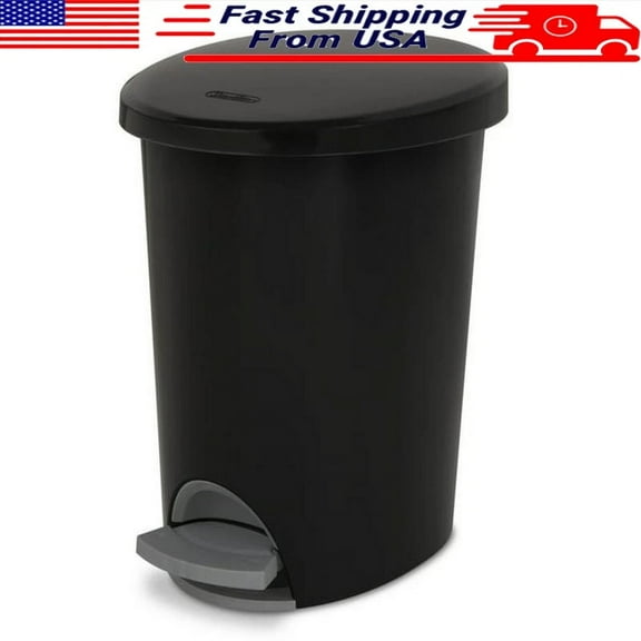 Hands-Free Step-On Wastebasket Slim Oval Design Removable Liner Indoor Use