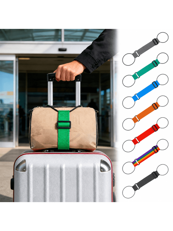 Hands-Free Travel Luggage Straps for Suitcases, Elastic Bag Bungee Connector Belt, 2Pcs