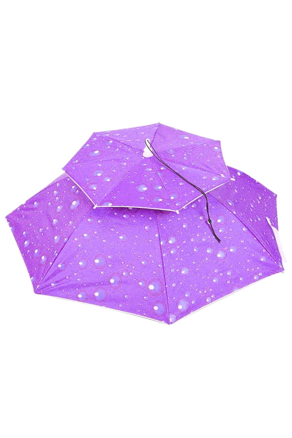 Hands Free UV Protection Head Umbrella 77cm Diameter Double Layer with Elastic Headband and Adjustable Chin Strap for Fishing Gardening Beach