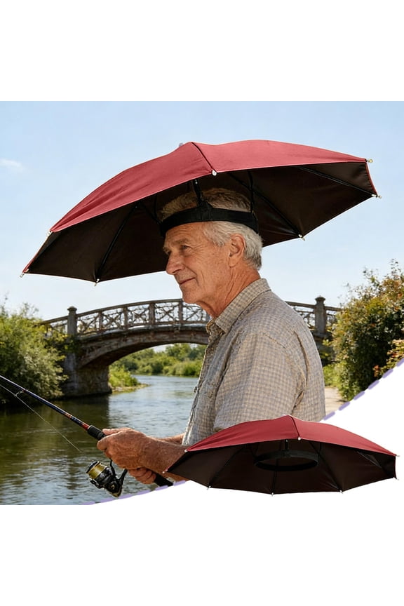 Hands Free Umbrella Hat, Elastic Headband Folding Sun Rain Cap, Gardening Folding Umbrella Hat, Fishing Umbrella Hat
