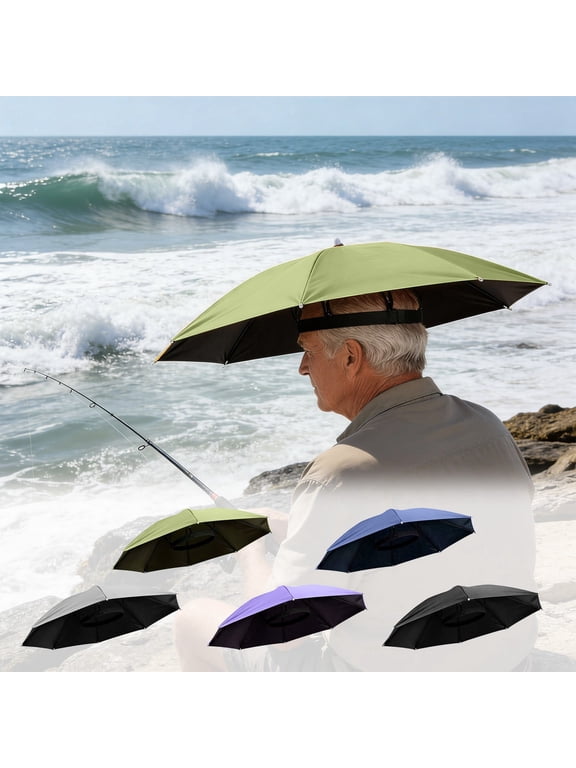 Hands Free Umbrella Hat for Sun and Rain – Large 27" Wearable Travel Hat Umbrella for Fishing, Hiking, Gardening, Camping – UV Sun Protection, Waterproof, Adjustable, Lightweight