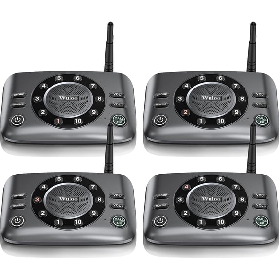 Hands-Free Wireless for Home Business, Upgrade Two Way Audio Intercom System for Elderly, Full Duplex Room to Room Intercom with 5280 ft Range Clear Sound Anti-Interference, Pack of 4