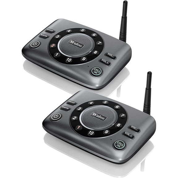 Hands-Free Wireless for Home Business, Upgrade Two Way Audio Intercom System for Elderly, Full Duplex Room to Room Intercom with 5280 ft Range Clear Sound Anti-Interference, Pack of 2