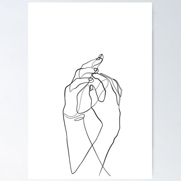 Hands Game - Minimal Line Art Poster Wall Art, Modern Wall Decor For Living Room Bedroom, 8x12 UNFRAMED
