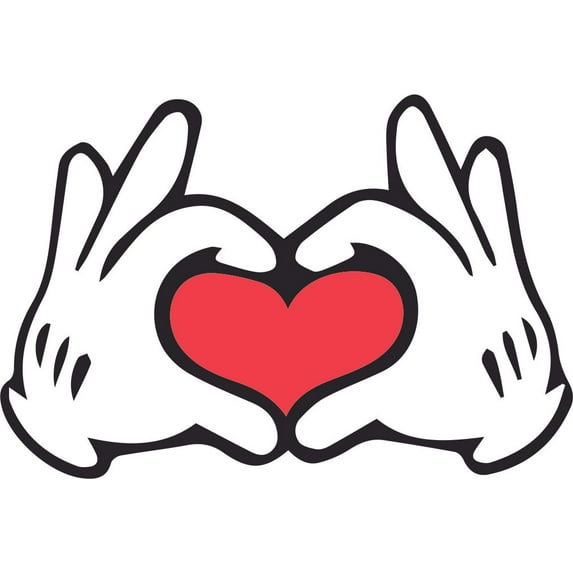 Hands with Heart Color Cartoon Customized Wall Decal - Custom Vinyl Wall Art - Personalized Name - Baby Girls Boys Kids Bedroom Wall Decal Room Decor Wall Stickers Decoration Size (10x10 inch)