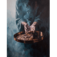thumbnail image 1 of Hands Holding Coins Oil Painting Canvas Print Wall Art for Living Room Office Study Library, 1 of 8