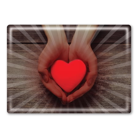 Hands Holding Heart Rectangle Magnet Back Button