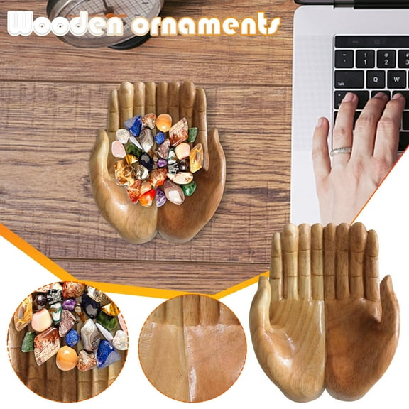 Hands Holding Wooden Decor under $5! Yrmaups Wooden Hands Holding Decoration, Handcrafted Ornament for Home Office Desk, Gift for Friends, Crystal Stone Holder, Decorative Shelf Display