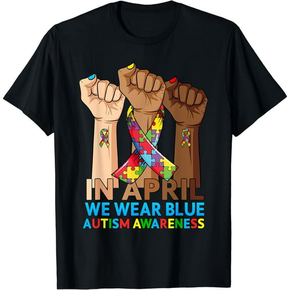 Hands In April We Wear Blue Autism Awareness Month Mom Women T-Shirt