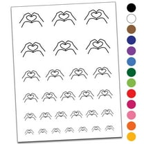 Hands Making Heart Water Resistant Temporary Tattoo Set Fake Body Art Collection - Black