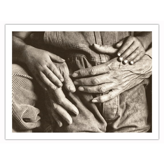 Hands Maynard and Dan Dixon - Vintage B&W Historical Photograph by Dorothea Lange c.1930 - Fine Art Matte Paper Print (Unframed) 24x32in