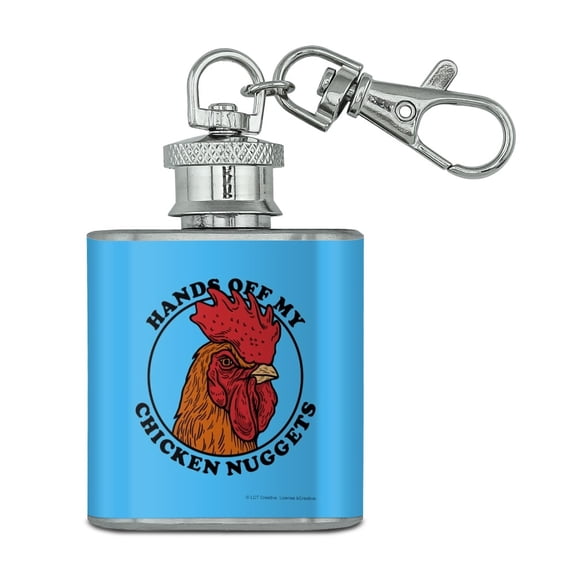 Hands Off My Chicken Nuggets Funny Humor Stainless Steel 1oz Mini Flask Key Chain