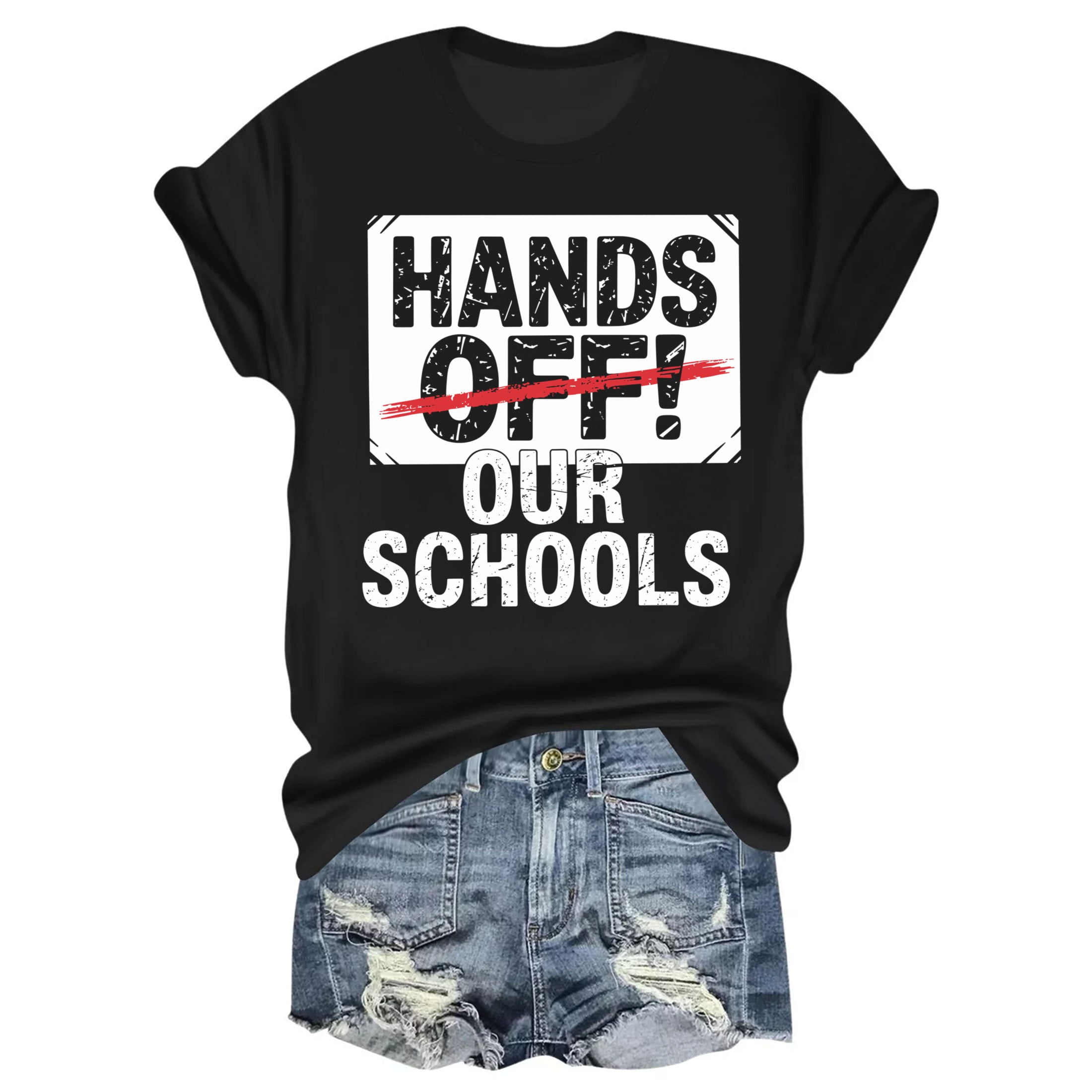 Hands Off Our Schools Protest Heavy Cotton T-Shirt - Walmart.com