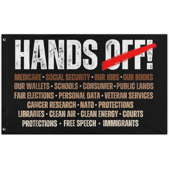 Hands Off Protest Flags 3x5 Ft Double Printed Party Supplies Backdrop Wall Decor for Outdoor Indoor House Garden Greeting Gift Garage Home Lawn