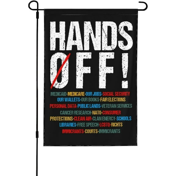 Hands-Off Protest Social Security And Medicare Protest Flag 12x18 Inch 3x5 Ft Hands-Off Protest Flags Double Side Banner Yard Sign No Flagpole