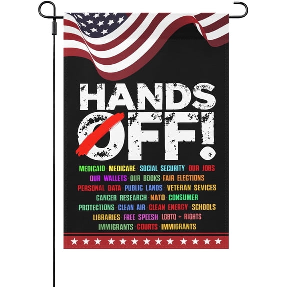 Hands Off Protest Social Security And Medicare Protest Garden Flag One Size Double SidedDouble SidedRusticFlag