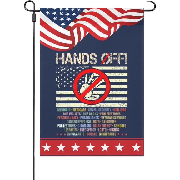Hands Off Protest Social Security And Medicare Protest Garden Flag One Size Double SidedPoolFlag