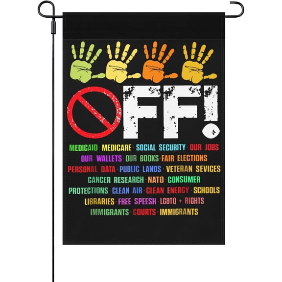 Hands Off Protest Social Security And Medicare Protest Garden Flag One SizeOne Size Double SidedHouseFlag