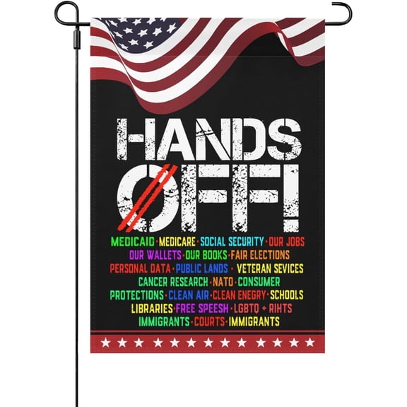 Hands Off Protest Social Security And Medicare Protest Garden Flags One SizeBeachFlags