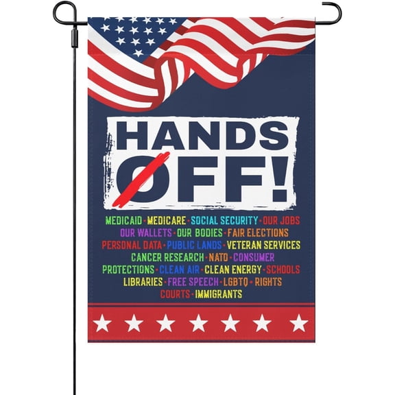 Hands Off Protest Social Security And Medicare Protest House Flag One Size Double Sided, RusticFlags