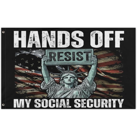 Hands Off Protest Social Security Medicare Flag 3x5 Ft Double Sides Printed Flags For Yard Outside Garden Bedroom College Dorm Room Decor