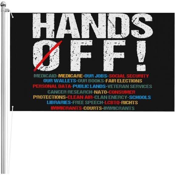 Hands-Off Protest Social Security And Medicare Protest Flag 3x5 Ft Hands-Off Protest Flags Double-Sided Flags High Definition Printing Weather Resistant Sports Festivals